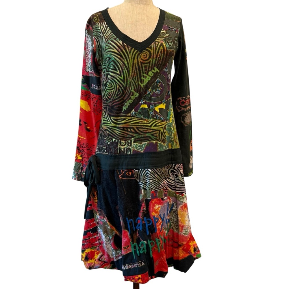 Desigual y2k inspired bubble hem mixed media dress punk aesthetic